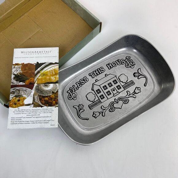 WILTON ARMETALE Bless This House Tray 11” X 7” Metal Serveware - Picture 4 of 7